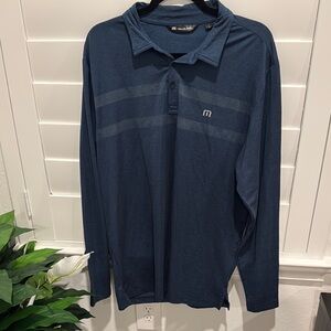 Men's Blue Long-Sleeve Travis Matthew Polo Shirt Size XL, Guy’s Pullover Golf